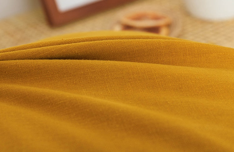 Cotton Linen Zipper Cushion Cover Mustard