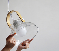 Iron Wood Glass LED Pendant Lamp