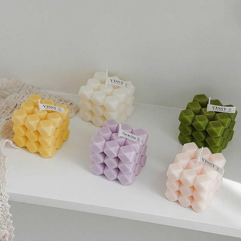 Diamond Cut Cube Decorative Candle