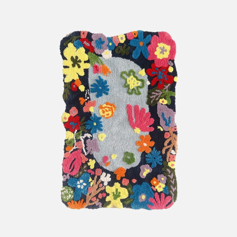 vintage 3D tufting floral Rug yarn dyed