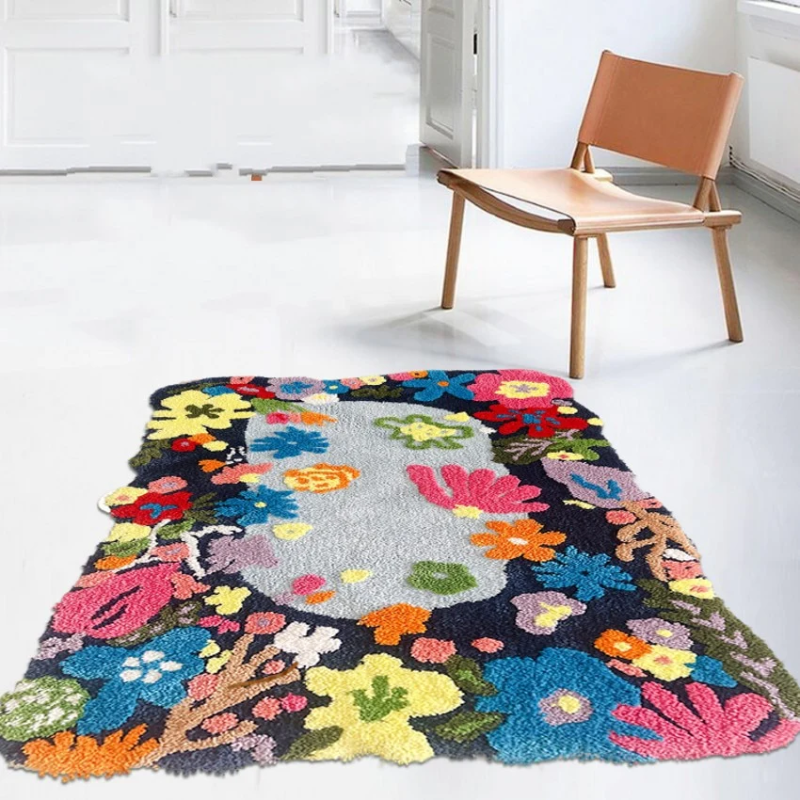 vintage 3D tufting floral Rug yarn dyed