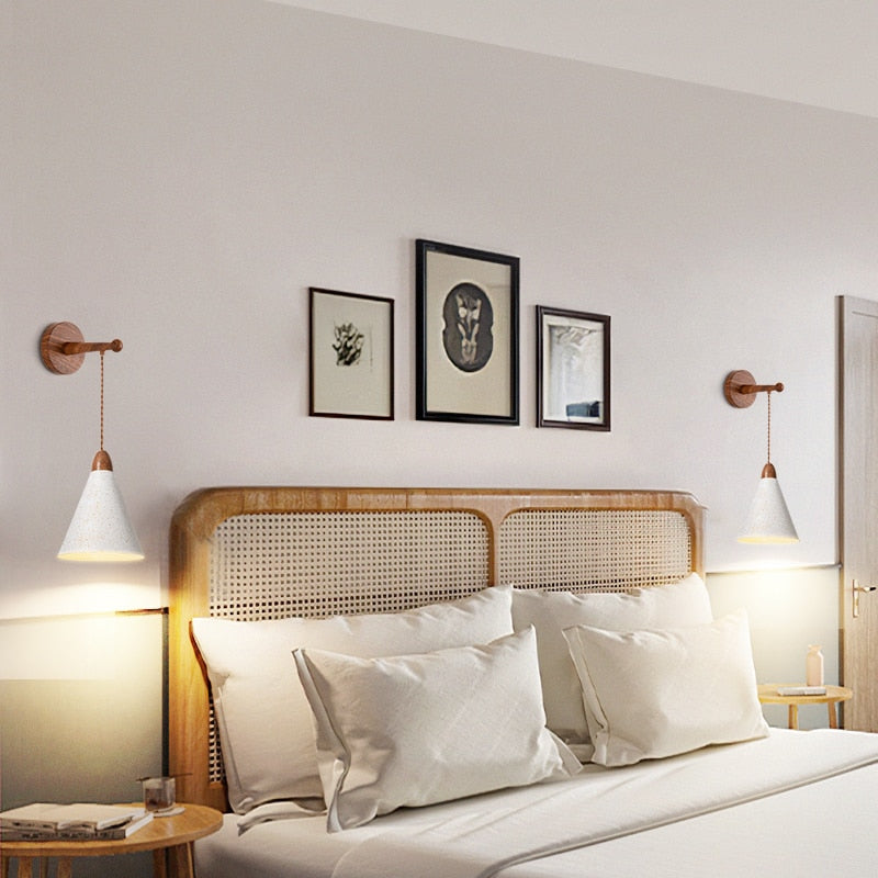 Wood Cream Wall Lamp LED Lighting 