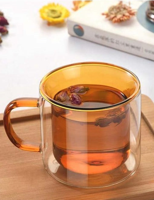 Double Wall Glass Mug brown