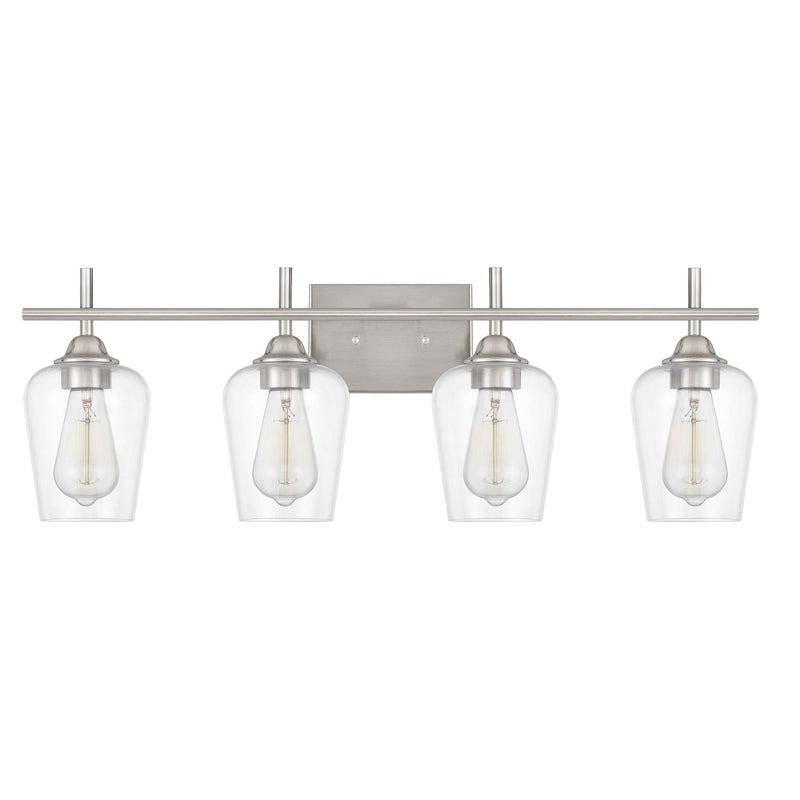 4-Light Steel & Glass Wall Sconce Brushed Nickel