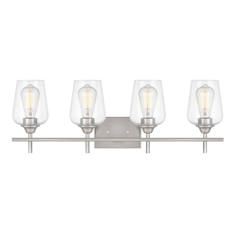 4-Light Steel & Glass Wall Sconce Brushed Nickel