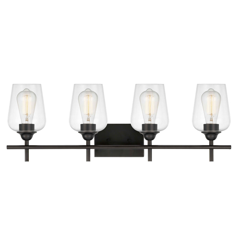 4-Light Steel & Glass Wall Sconce Brushed Satin Antique Bronze