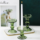 round abstract curve glass green candle holder