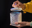 round crystal glass diamond embossed colorful container
