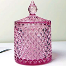 round crystal glass diamond embossed red container
