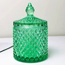 round crystal glass diamond embossed colorful container