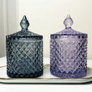 round crystal glass diamond embossed colorful container