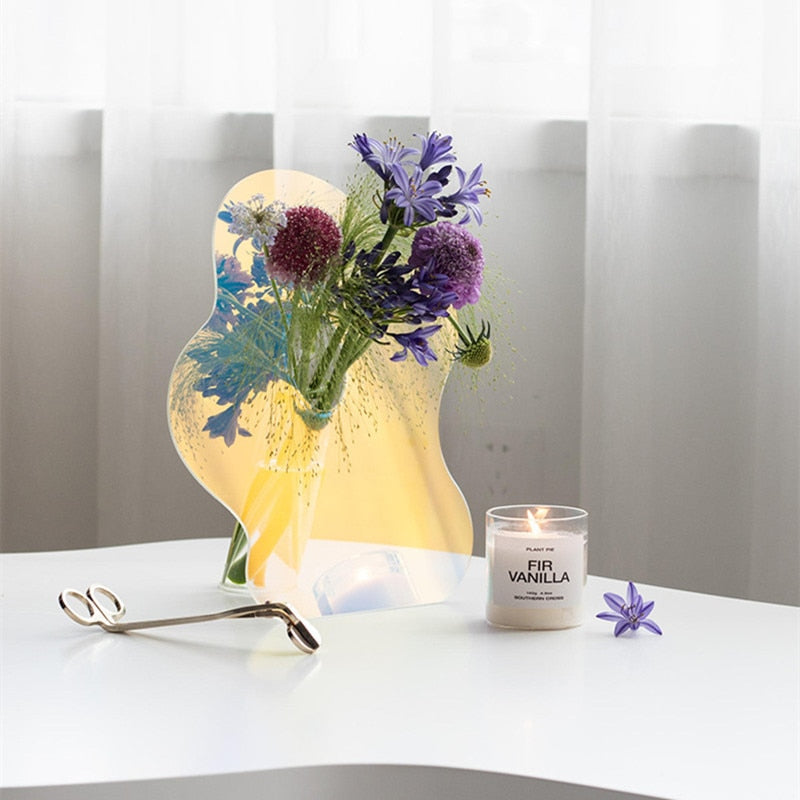 Decorative Mirror Acrylic Vase and Desktop Organizer