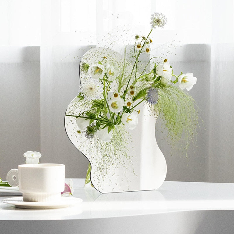 Decorative Mirror Acrylic Vase and Desktop Organizer