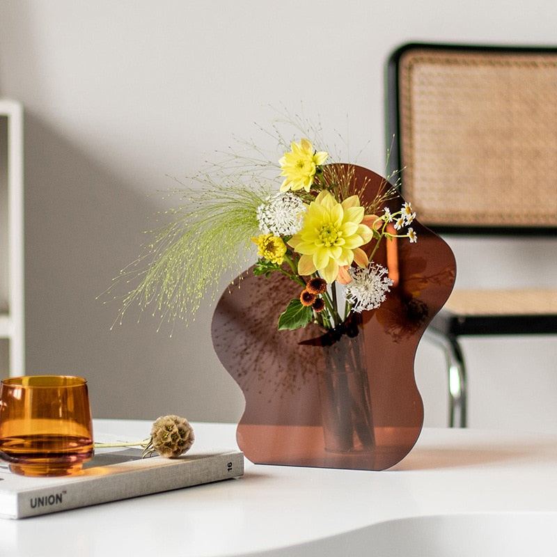 Decorative Mirror Acrylic Vase and Desktop Organizer