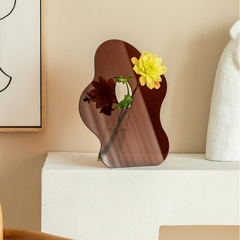 Decorative Mirror Acrylic Vase and Desktop Organizer