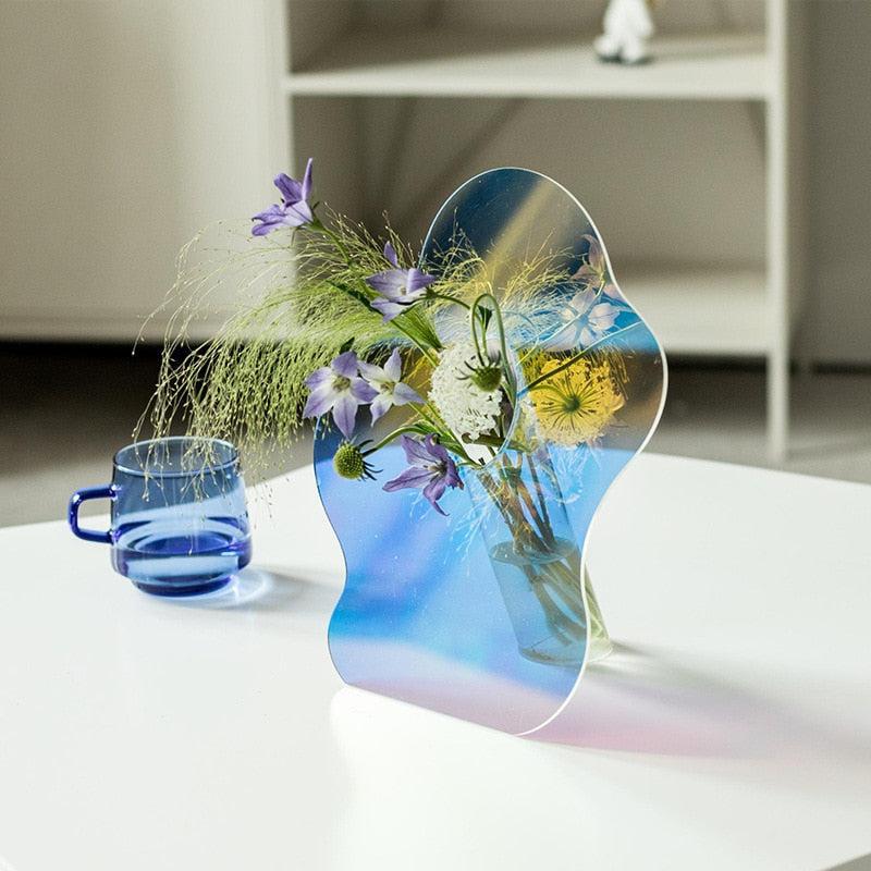 Decorative Mirror Acrylic Vase and Desktop Organizer
