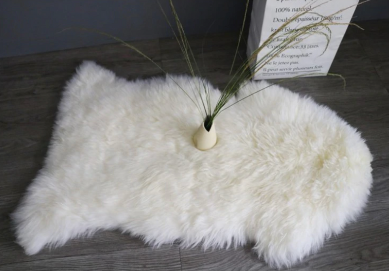 rectangle white faux fur sheepskin throw and area rug