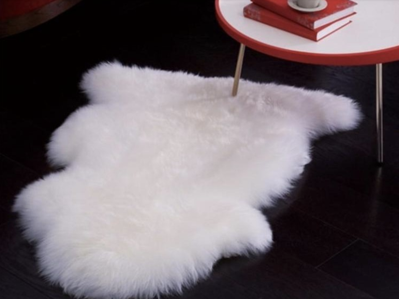 rectangle white faux fur sheepskin throw and area rug
