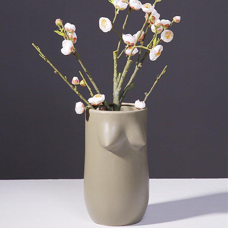Feminine Nature Shaped Ceramic Vases neutral colors hand painted organic woman curves