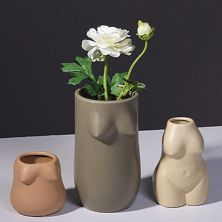 Feminine Nature Shaped Ceramic Vases neutral colors hand painted organic woman curves
