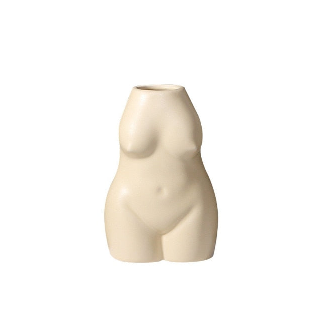 Feminine Nature Shaped Ceramic Vases neutral colors hand painted organic woman curves