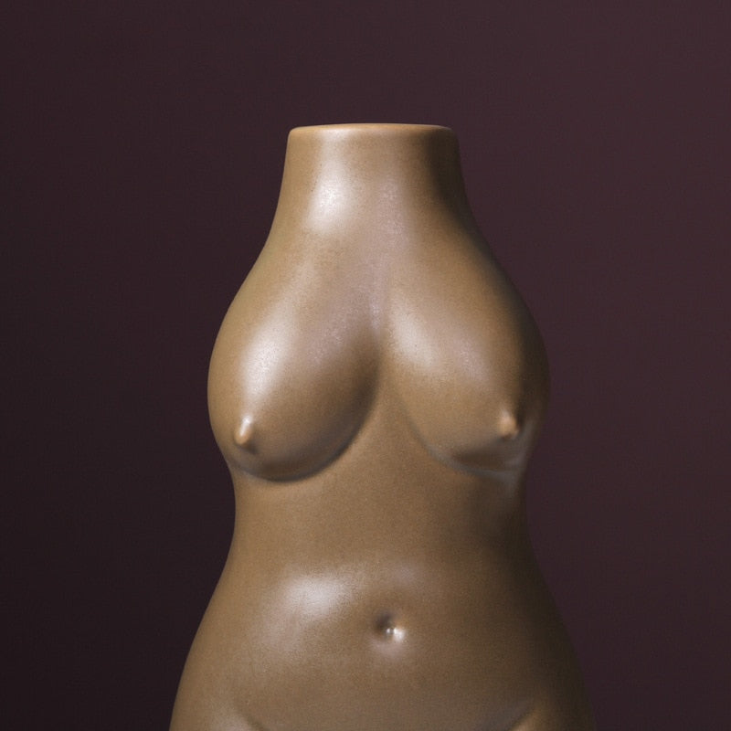 Feminine Nature Shaped Ceramic Vases neutral colors hand painted organic woman curves