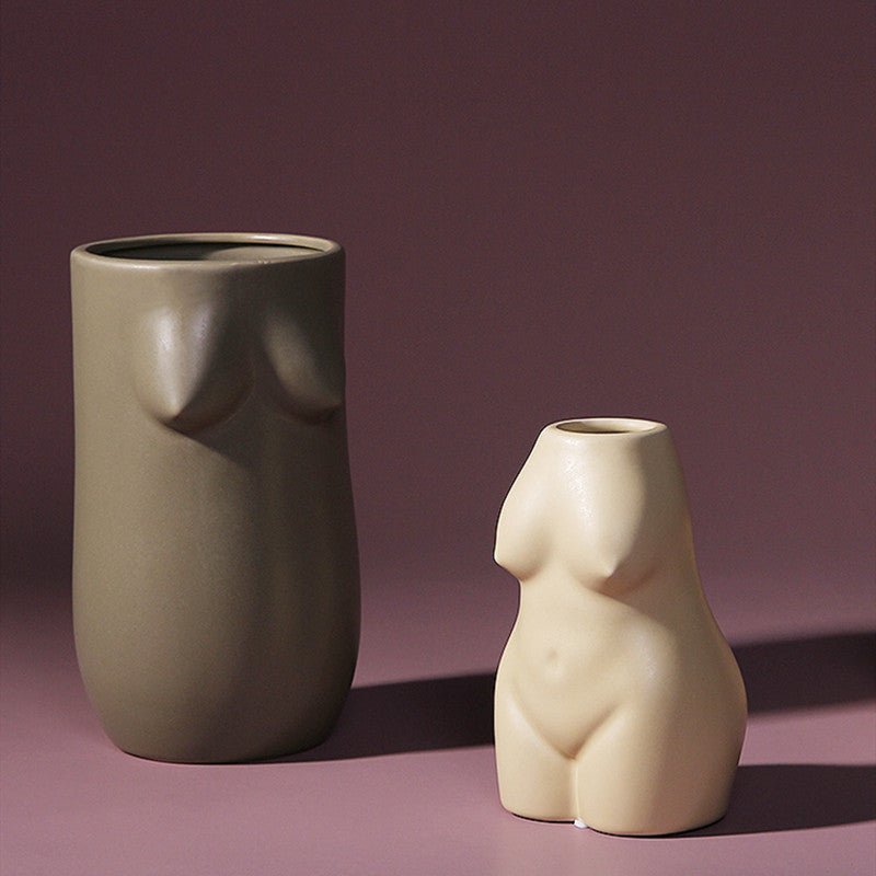 Feminine Nature Shaped Ceramic Vases neutral colors hand painted organic woman curves