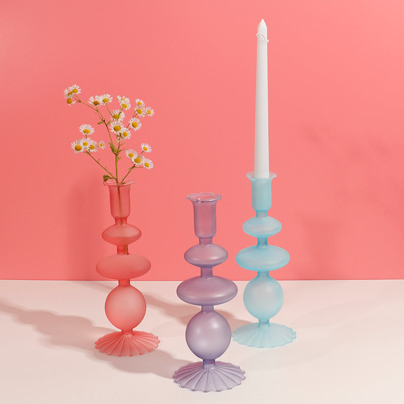 Frost Glass Candle Holders