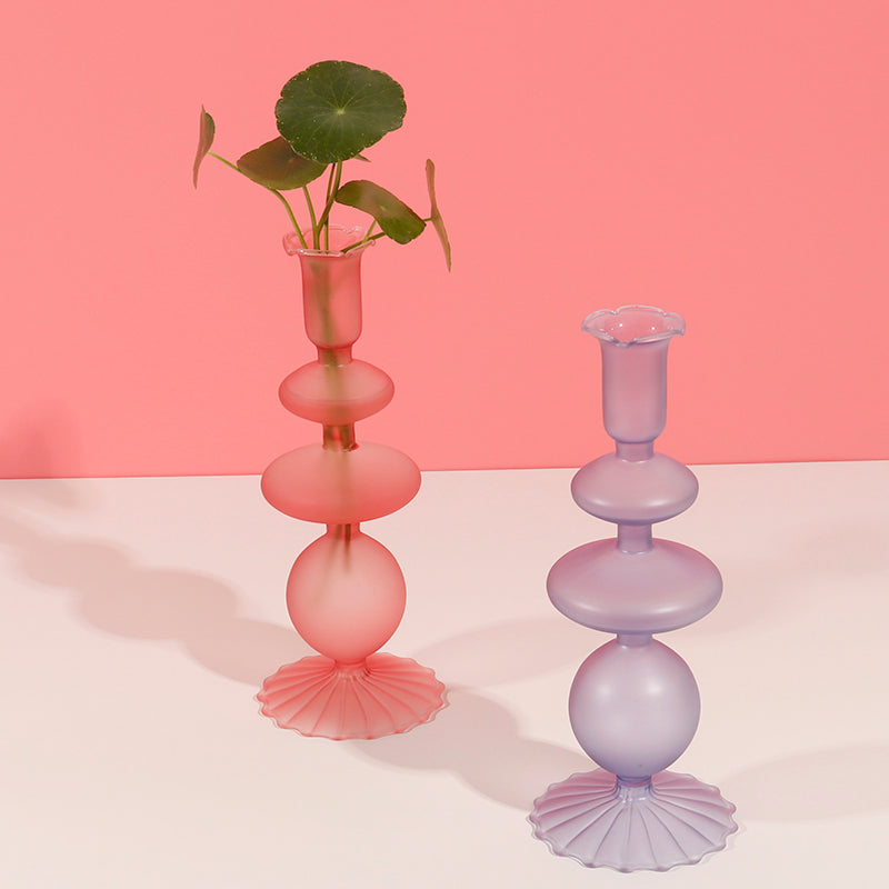 Frost Glass Candle Holders