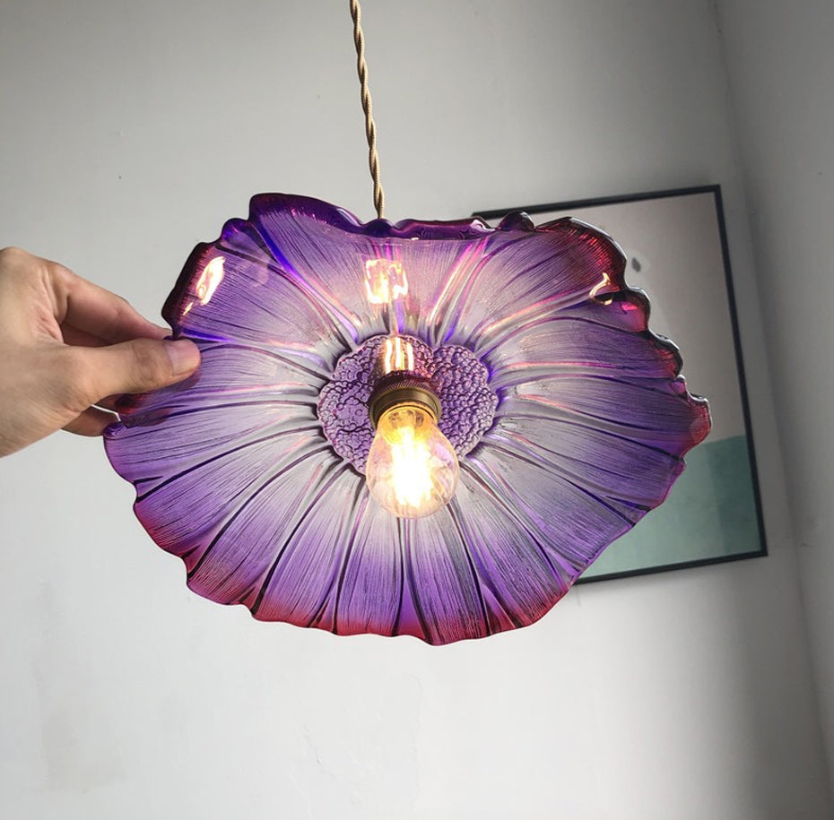 Amethyst Flower Retro Glass Pendant Light