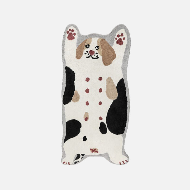 Abstract Polyester floor mat Funny Cat and Dog