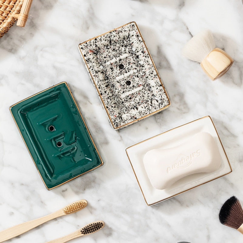 Storage Organize Portable Dish Holder Soap Ceramic for Home Decoration