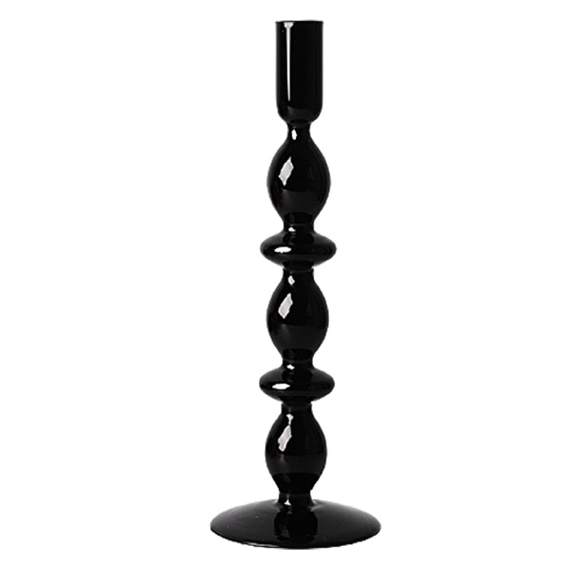Black Floriddle Simple Glass Candlestick Vase Set Table Decoration
