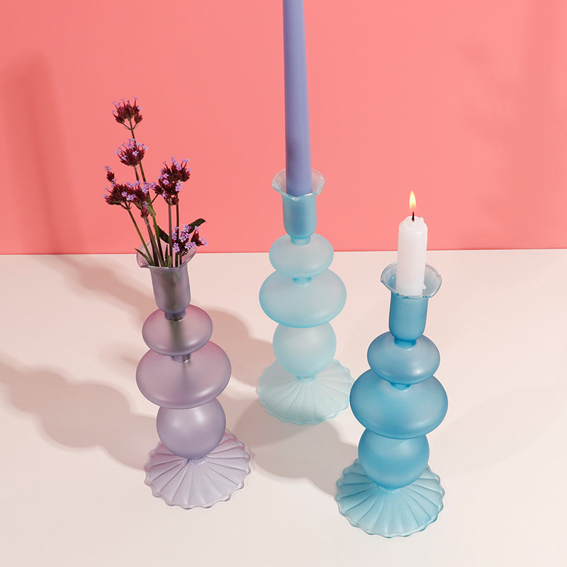 Frost Glass Candle Holders