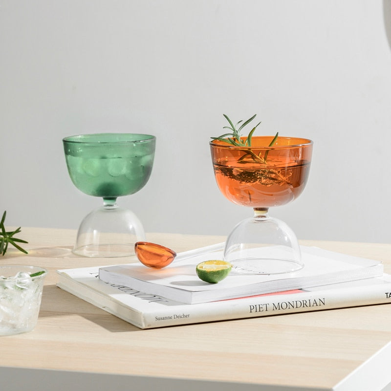 cocktail glasses hourglass shape multifunctional modern design rainbow glass