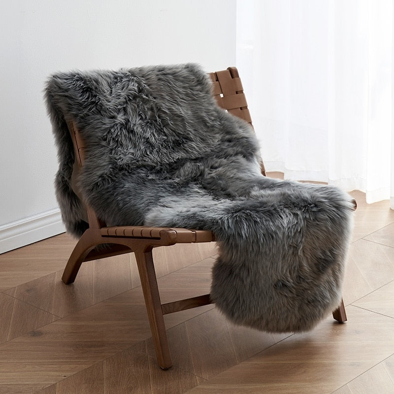 Shaggy Soft Sheepskin Fur Rug Blanket for Chair