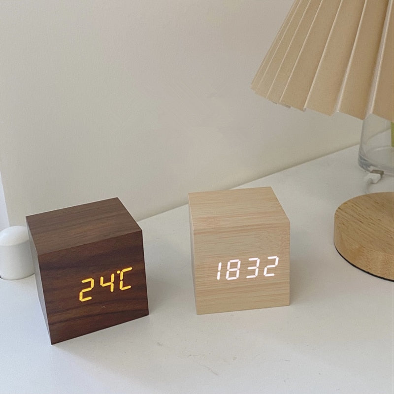 Wooden Digital Desk Alarm 