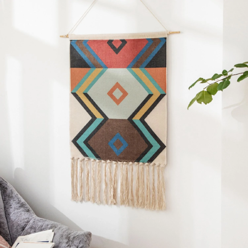 Fabric Geometric Boho Design Hanging Wall Tapestry