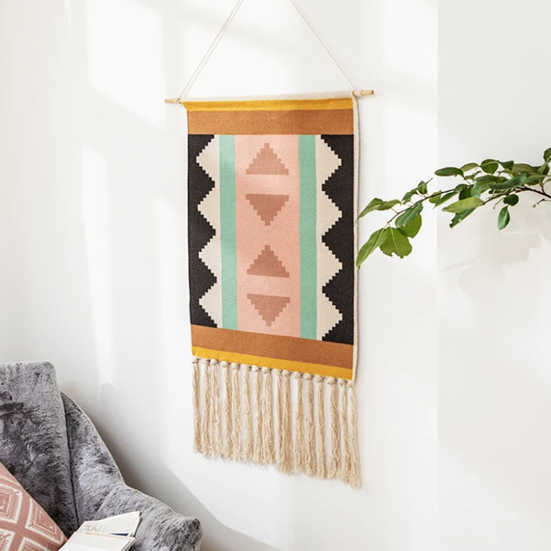 Fabric Geometric Boho Design Hanging Wall Tapestry 