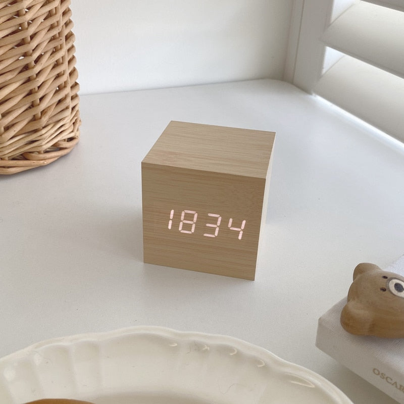 Wooden Digital Desk Alarm 