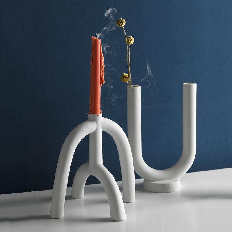 abstract arch white candle holder