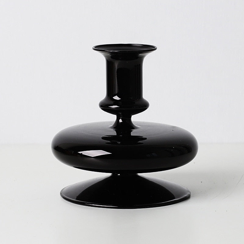 Black Floriddle Simple Glass Candlestick Vase Set Table Decoration