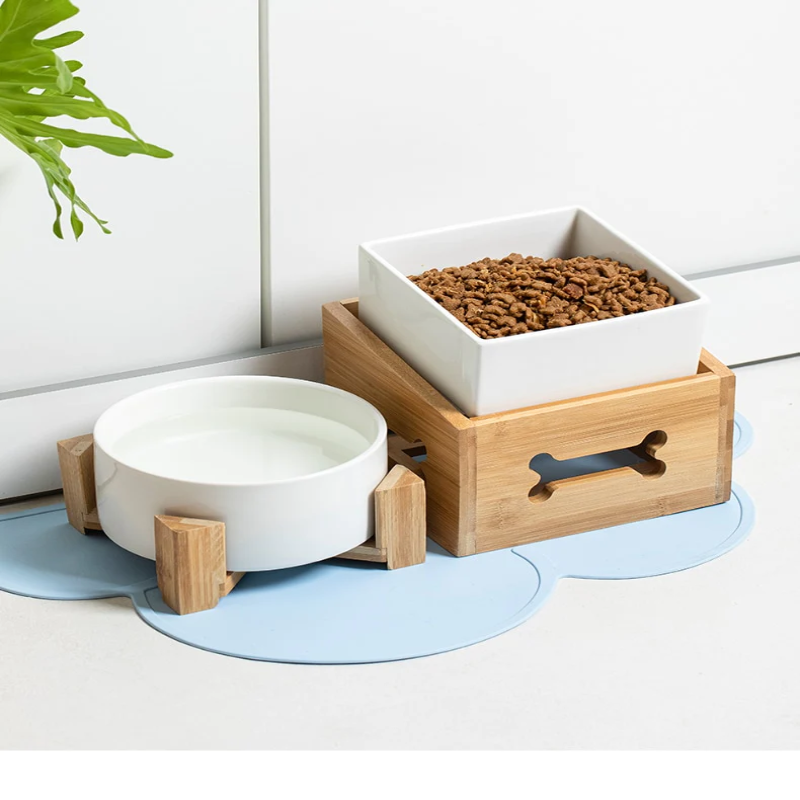 Wooden Elevated Pet Food Bowl
