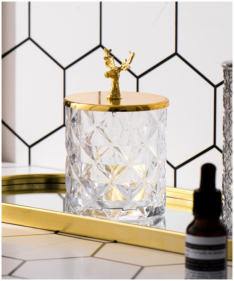 Decoration Glass with Metal Lid Cosmetic Organizer Jar