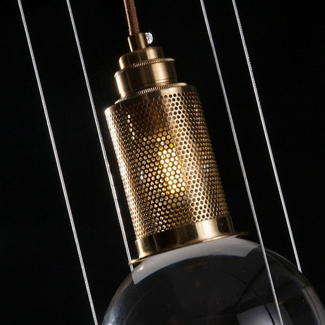 Suspended Drop Glass & Brass LED Pendant Light