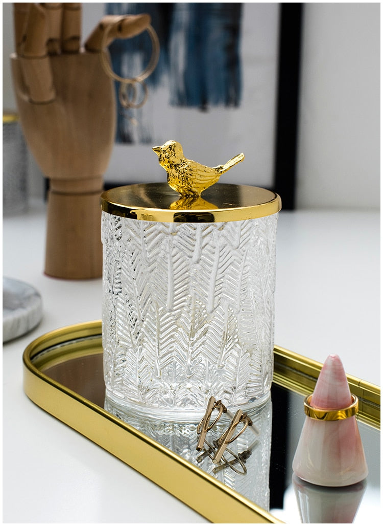 Decoration Glass with Metal Lid Cosmetic Organizer Jar