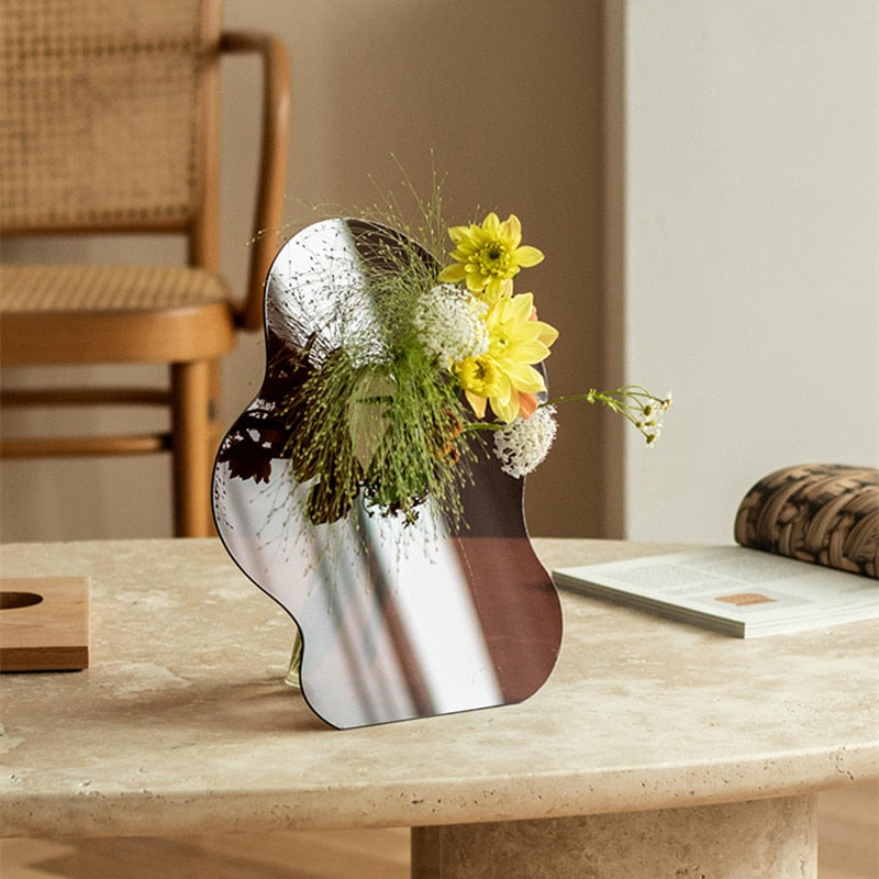 Decorative Mirror Acrylic Vase and Desktop Organizer