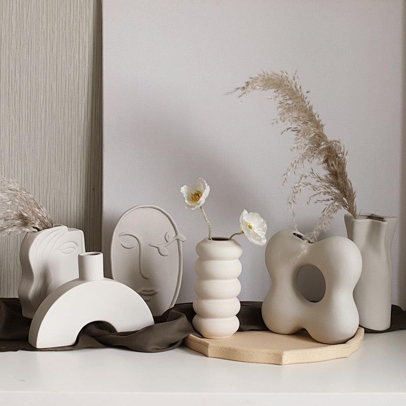 Ceramic Ivory Fancy-Abstract Shaped Vase