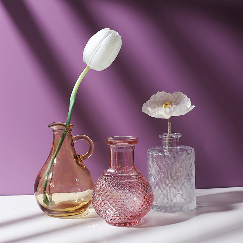 Flower Glass Vase with Unique Designs for Table Decoration