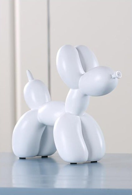 white Jeff Koons balloon dog sculpture decor